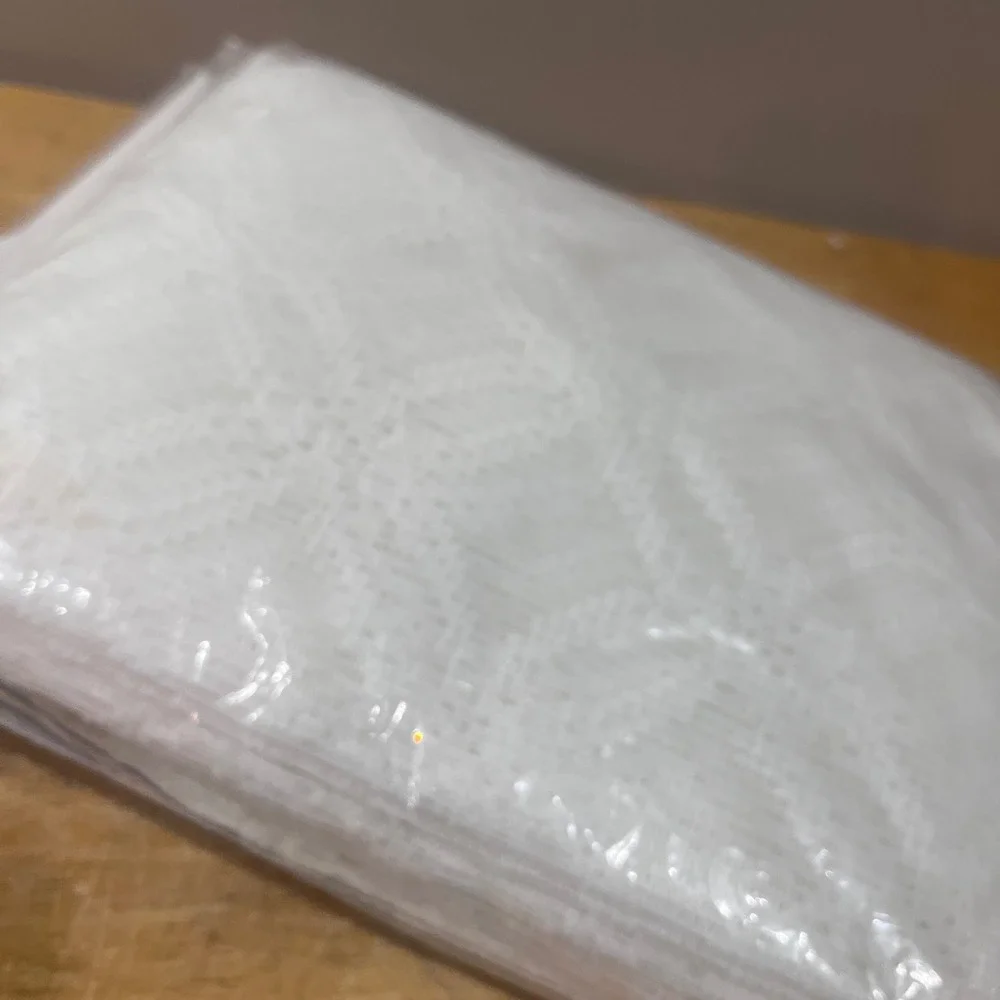 Vtg Beacon Looms Wedding Ring Lace Window Set White 60x63 5pc Cottagecore USA